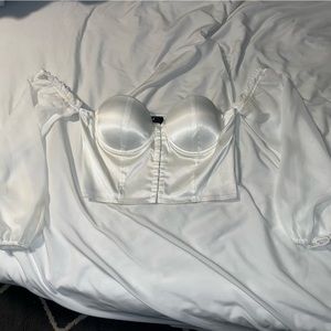 Windsor satin corset off the shoulder shirt
